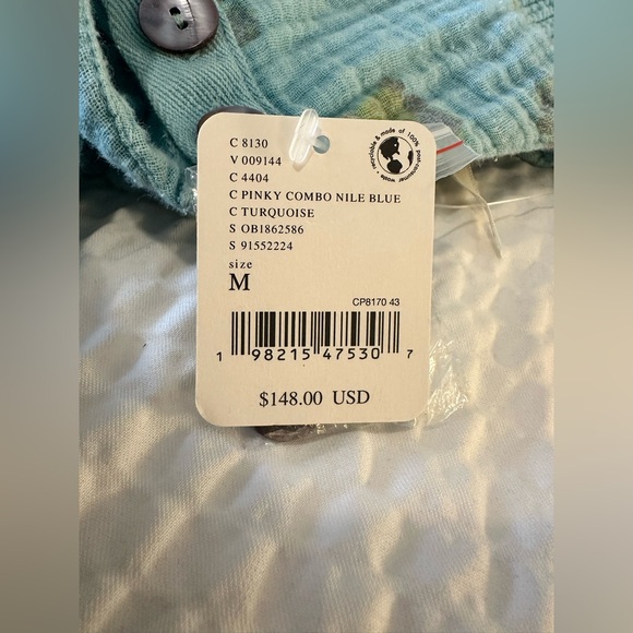 Free People Iris Corset Teal Button-Down Skirt Set Pinky Combo Nile Blue M L XL - Picture 10 of 10